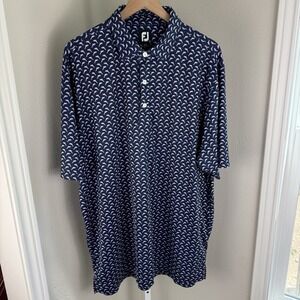 FootJoy Geometric Golf Polo Shirt Men's XL Blue Pink Dolphin Print Excellent